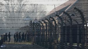 Auschwitz-Birkenau har fungerat som museum sedan juni 1947. Bilden togs inför tyska förbundskanslern Angela Merkels första officiella besök i Auschwitz som skedde så sent som i december i fjol trots att Merkel lett landet i nästan 15 år. Merkel har besökt andra koncentrations- och förintelseläger, bland annat Dachau, och till exempel Israels monument för hågkomsten av Förintelsen Yad Vashem. Hon har inte gett någon förklaring till Auschwitzbesökets tidpunkt, men bedömare anser att pressen på Merkel har ökat för att tydligare motsätta sig det antisemitiska våldet i Tyskland. Besökare vid Auschwitz-Birkenaus i Oswicim i Polen.