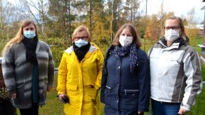 Vårdhjältar. Från vänster: Tina Sihvo, Minna Seppälä, Fanny Backman och Annette Lindfors. Vårdare vid Sibbo social- och hälsocentral