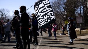 En Black Lives Matter-demonstration i Minnesota. "Black Lives Matter"-demonstration i Minnesota i mars 2021