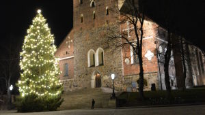 Också i Åbo väntas efterfrågan på fastighetsmarknaden öka. Julgranen vid Åbo Domkyrka 2018.