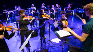 Game Music Collective Game Music Collective kenraaliharjoituksissa Kulttuuritalolla.