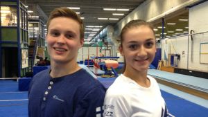 Gymnasterna Oskar Kirmes och Ekaterina Volkova inför OS-kvaltävlingen i Rio, april 2016