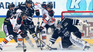 Rasmus Tirronen räddade 26 av 27 skott i ligapremiären mot HPK. Rasmus Tirronen, TPS.