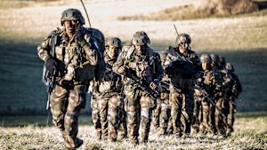 Franska soldater i Trondheim under Natos Trident Juncture 18-övning. Ranskan merijalkaväen sotilaita Nato Trident Juncture 18 -harjoituksessa Bynesetissä, Trondheimissa, Norjassa.
