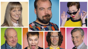 Åsa Wallenius, Max Forsman, Pia Runnakko, Sixten Lundberg, Wilhelm Enckell, Fabian Silén och Robert Enckell presterar gediget och lockar till skratt, men utan särskilt mycket rum för nyanser. På bilden Åsa Wallenius, Max Forsman, Pia Runnakko, Sixten Lundberg, Wilhelm Enckell, Fabian Silén, Robert Enckell