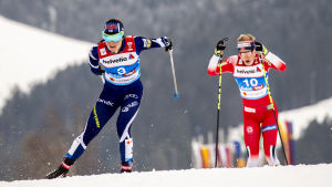 Krista Pärmäkoski har tränat utanför landslaget i år. Krista Pärmäkoski i farten.