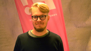 Oskar Yrjölä ställde upp i kommunalvalet i april för Feministiska partiet. Oskar Yrjölä.
