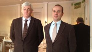 René Fagerström och Johan Andberg. René Fagerström, vd för Inkoo Shipping och Johan Andberg, jordbrukare och försäljare på Avena Nordic Grain.