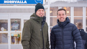 Träningschef Thomas Asp och idrottsproducent Joakim Träskelin ser fram emot Toughest-tävlingen. Thomas Asp och Joakim Träskelin.