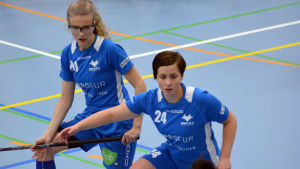 Noora Lapinkoski och Simone Blom försvarar. Noora Lapinkoski och Simone Blom försvarar för Blue Fox.