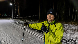 Kati Alm tror att hon kommer att skida i Kokonspåret flera gånger i veckan. Kati Alm i skidspåret.