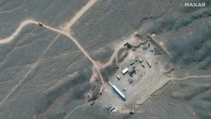 En satellitbild på anläggningen i Natanz, tagen i oktober 2020. En satellitbild på anläggningen i Natanz, tagen i oktober 2020.
