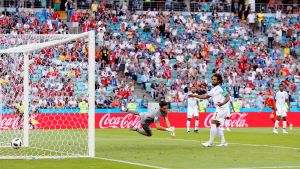 Panamas nolla sprack i den 47:e minuten. Panama släpper in ett mål mot Belgien