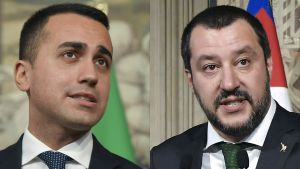 Femstjärnerörelsens ledare Luigi di Maio (till vänster) och ledaren för Lega, Matteo Salvini. Femstjärnerörelsens ledare Luigi di Maio (till vänster) och ledaren för Lega, Matteo Salvini.
