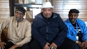 The Last Poets består idag av Abiodun Oyewole, Baba Donn Babatunde och Umar Bin Hassan, längst till höger. The Last Poets uppträder på Edinburgh Intenational Book Festival