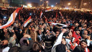 Tahrirtorget i den egyptiska huvudstaden Kairo blev en av de starkaste symbolerna för kraven på demokratiska reformer under den arabiska våren 2011. Demonstranter på Tahrir-torget i Kairo
