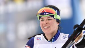 Krista Pärmäkoski är ett blåvitt medaljhopp. Krista Pärmäkoski tappade tredjeplatsen på slutet.