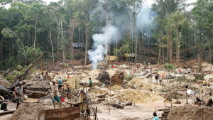 Guldgrävare och skogsskövling i Amazonas, Brasilien 2007. Guldgrävare och skogsskövling i Amazonas, Brasilien. 2007.