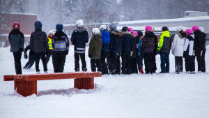Enligt planen skulle Kyrkslätt i framtiden besluta om vården tillsammans med andra kommuner i Västra Nyland Koululaisia liikuntatunnilla luistelemassa, Winellska skolanin luistinradalla.