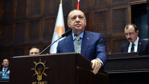 Turkiets president Recep Tayyip Erdogan försöker få EU: stöd i den upptrappade konflikten med Syrien och Ryssland. Turkiets president Recep Tayyip Erdoğan talade inför parlamentet den 23 augusti 2018