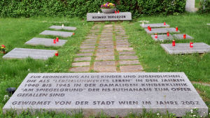 Minnesmärke över de handikappade barn som dödades på kliniken Am Spiegelgrund i Wien under nazismen.