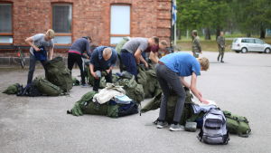 Den 8 juli ryckte 750 nya rekryter in på Nylands brigad i Dragsvik. Beväringar i Dragsvik.