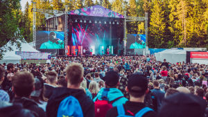 Pyhimys veti koko Woodland Stagen täyteen. Yleisöä Pyhimyksen Provinssin keikalla.