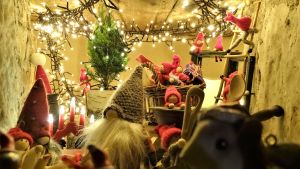 För några påverkar coronakrisen inte julfirandet eftersom de vanligtvis brukar fira i mindre grupper. Ett fönster i Gamla stan i Ekenäs.