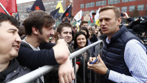 Också Aleksej Navalnyj deltog i demonstrationen. Aleksej Navalnyj under demonstrationen i Moskva