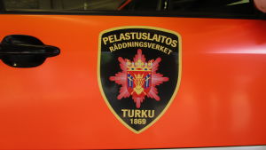 Egentliga Finlands räddningsverk. Brandbil vid Egentliga Finlands räddningsverk i Åbo.