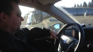 "Kaj" trivs bra med att vara taxiföretagare. "Kaj" trivs som företagare bakom ratten