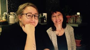 Ellen Strömberg och Ingrid Wager i Efter Nio studion Ellen Strömberg och Ingrid Wager i Efter Nio studion