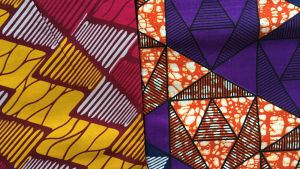 Tillsammans kan det bli kaotiskt, enskilt är tygerna fantastiska, säger designern. Afrikanska tyger.