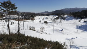 Banorna ringlar sig på det som normalt är golfbanor. Banorna i Pyeongchang