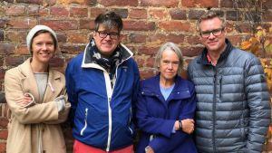 Sonja Kailassaari, Johan Palmén, Merete Mazzarella och Mårten Svartström. Merete Mazzarella och Johan Palmén med Sonja Kailassaari och Mårten Svartström
