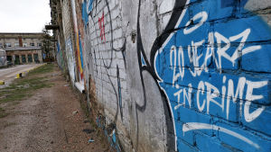 Estland har upplevt en opioidkris sedan början av 2000-talet när den starka syntetiska opioiden Fentanyl tog över. graffiti i Tallinn