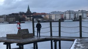 Rezas föräldrar dog då han var liten och han berättar att han inte har några släktingar kvar i Afghanistan. En person står på en brygga och ser ut över vattnet och Stockholm.