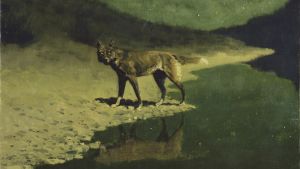 Frederic Remington: Månljus, varg (1909) Frederic Remington: Månljus, varg (1909)