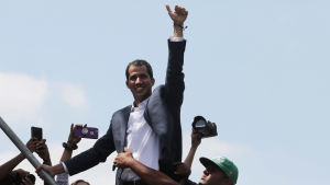 Juan Guaidó förbereder sig för att tala i Caracas, den andra februari 2019. Juan Guaidó förbereder sig för att tala i Caracas, den andra februari 2019.