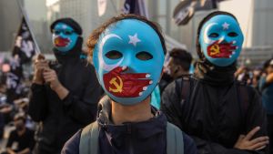 Demonstration i Hongkong mot Kinas behandling av uigurer.