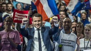 Den oberoende centerkandidaten Emmanuel Macron på valmöte i Lyon 4.2.2017 Den oberoende centerkandidaten Emmanuel Macron på valmöte i Lyon 4.2.2017