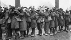 Brittiska soldater i världskrig Brittiska trupper förblindade av tårgas 10 April 1918