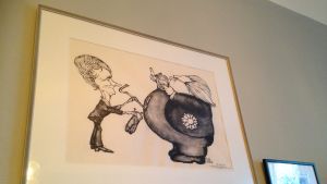 Karikatyr från skattedebatten som Lindgren initierade via sagan om Pomperipossa år 1976.