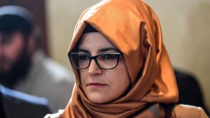 Khashoggis fästmö Hatice Cengiz under en minnesstund för Khashoggi i Istanbul den 11 november. Khashoggis fästmö Hatice Cengiz under en minnesstund för Khhashoggi i Istanbul den 11 november.