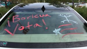 Boricua vota betyder puerto ricaner rösta, Ordet boricua är ursprungsfolkets namn på Puerto Rico. Puerto ricaner redo för mellanårsval i USA