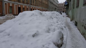 Oröjda gator tär på Sankt Petersburgsbornas tålamod. Snön tornar upp sig i Sankt Petersburgs centrum