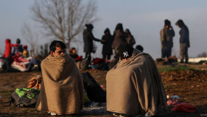 Migranter nära floden Evros vid den turkisk-grekiska gränsen i Edirne, Turkiet 2.2.2020 Migranter nära floden Evros vid den turkisk-grekiska gränsen i Edirne, Turkiet 2.2.2020