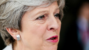 Storbritanniens premiärminister Theresa May på EU-toppmöte i Bryssel 23.6.2017