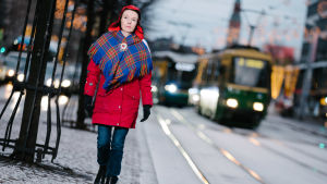 På vandring i stan. Marja Helander i sin nuvarande hemstad Helsingfors. Marja Helander, Helsinki, 29.11.2018