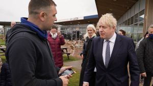 Premiärminister Boris Johnson på besök i Hartlepool under valrörelsen. Premiärminister Boris Johnson